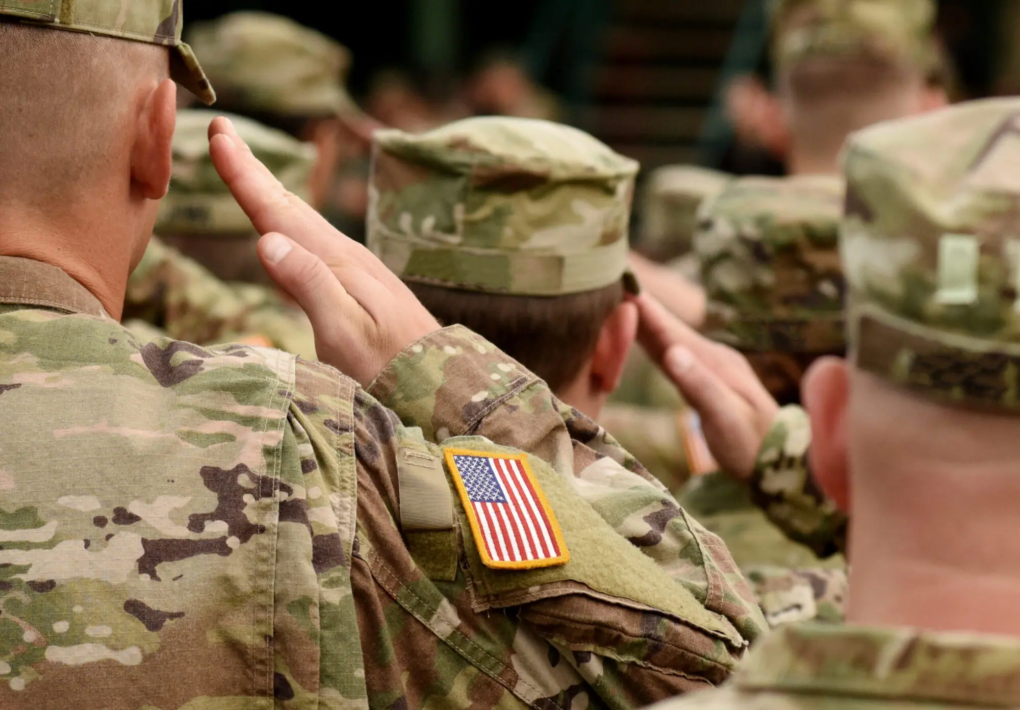 US soldier salute. US army. US troops. Military of USA.